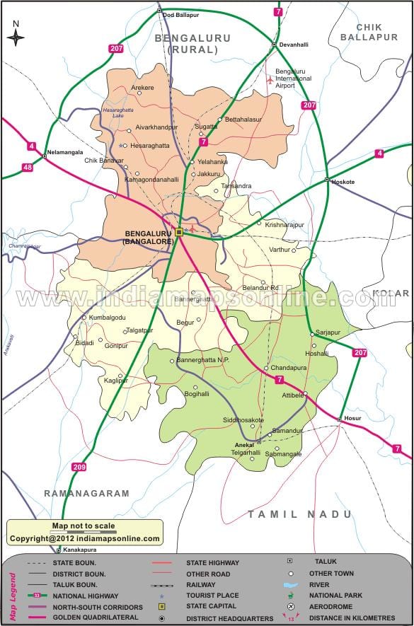karta över södra Bangalore
