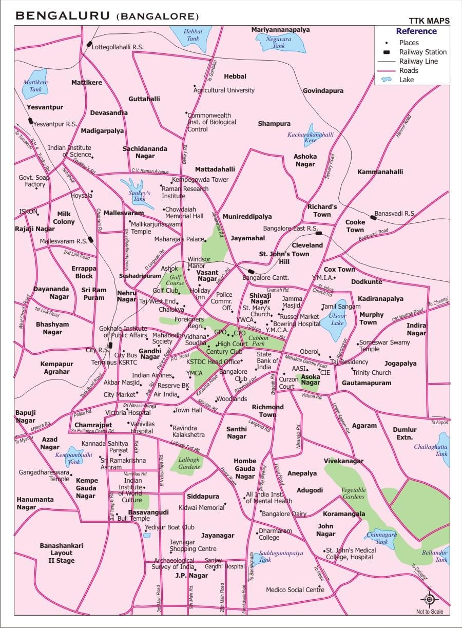 karta över staden Bangalore