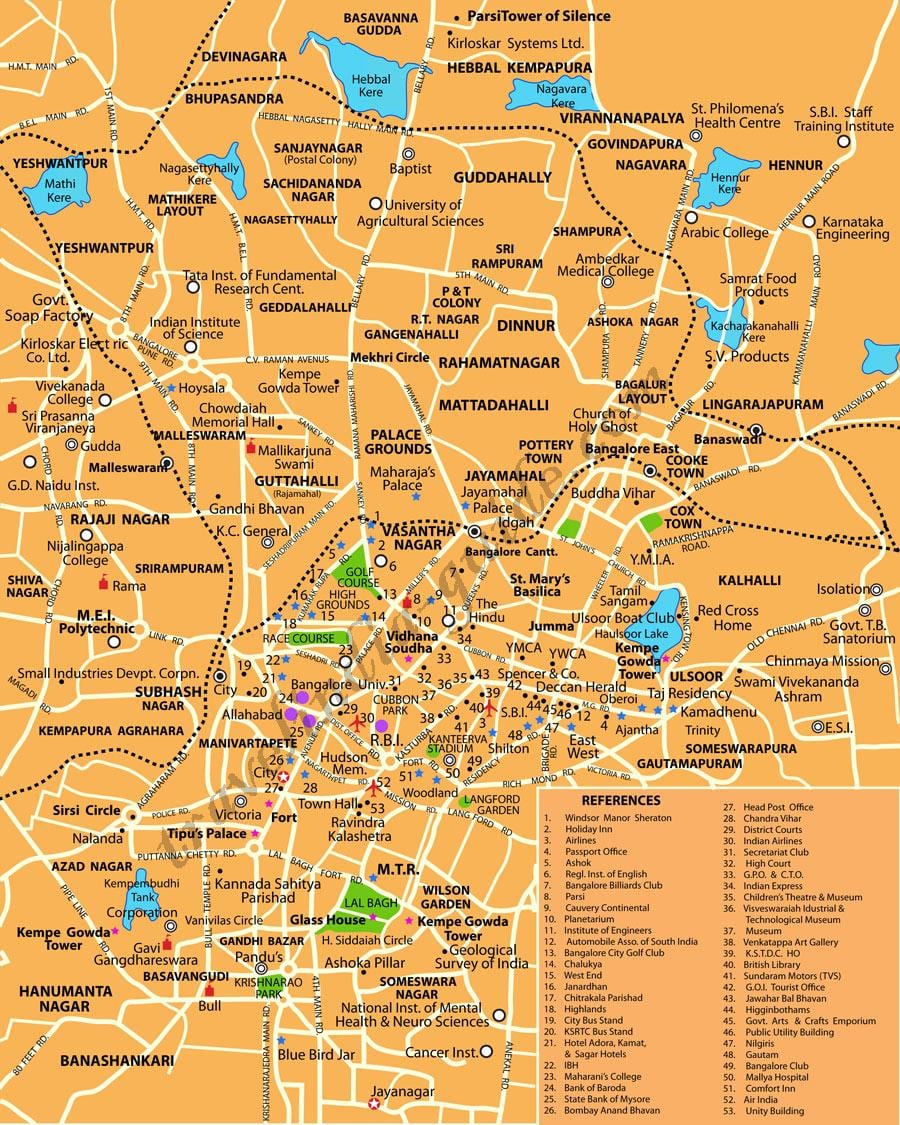 Banglore turist platser karta