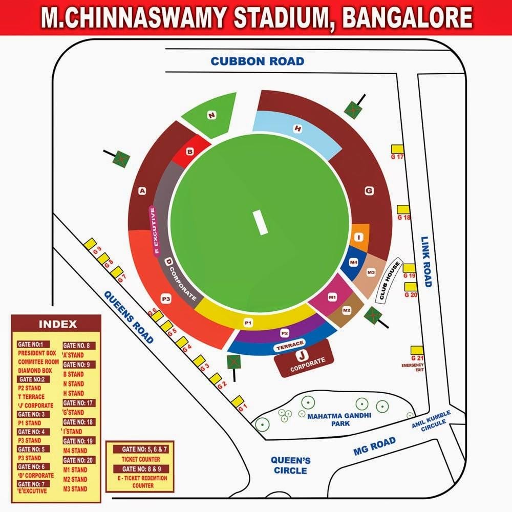 Bangalore chinnaswamy-stadion karta